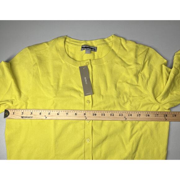J Crew New Jackie Cardigan Premium Ultra Fine Cotton Blend Womens Medium Citron - Picture 4 of 11